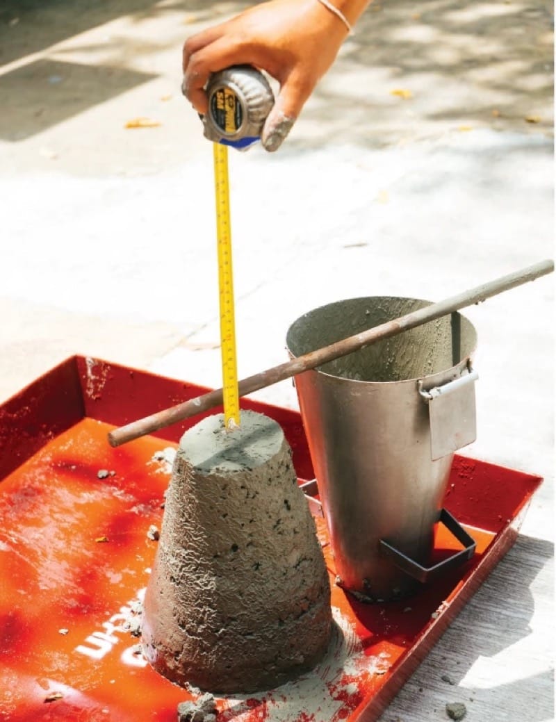 A slump test with the cone